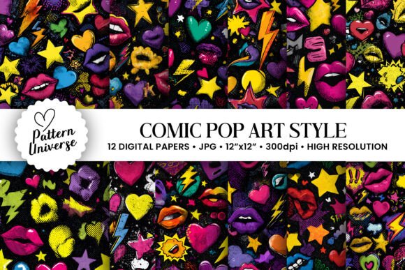 Comic Pop Art Style Digital Papers for Creative Projects