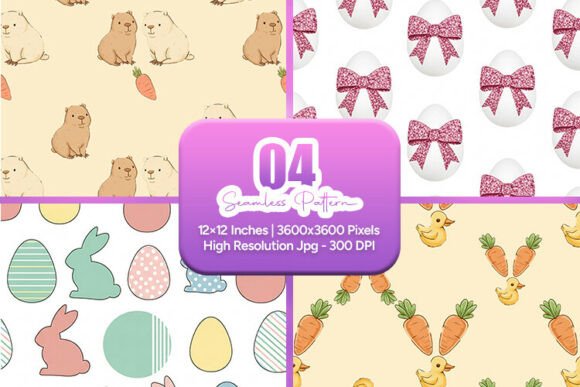 Cute Easter Bunny Egg Seamless Pattern