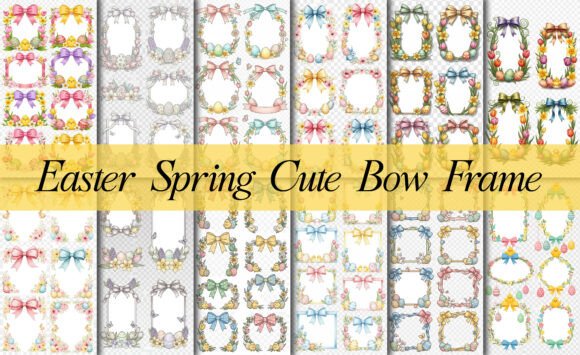 Easter Spring Cute Bow Frame Bundle Png: A Versatile Design Resource for Creative Projects