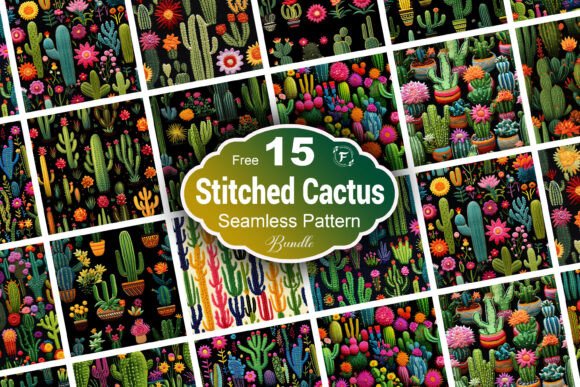 Enhance Your Designs with the Stitched Cactus Seamless Pattern