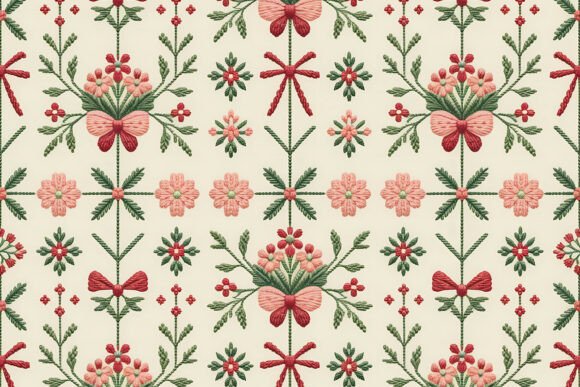 Folk Art Bow and Ribbon Pattern Design