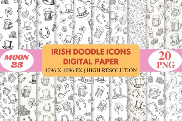 Irish Doodle Icons Digital Paper: A Creative Resource for Designers and Enthusiasts