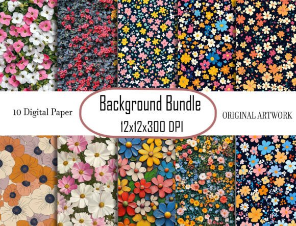 Minimal Color Flower Seamless Pattern