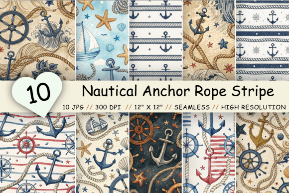 Nautical Anchor Rope Stripe Paper Pack: A Creative Resource for Designers and Crafters