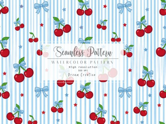 Patriotic Cherry 4th of July Pattern USA