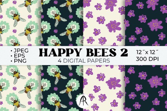 Rustic Chalk Floral and Honeybee Pattern: A Summer Meadow in Every Design