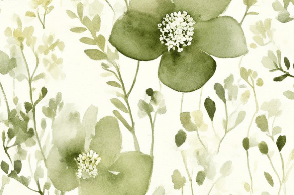 Soft Green Watercolor Floral Pattern Col for Creative Inspiration