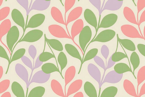Soft Indigo and Violet Botanical Leaf