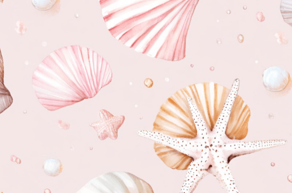 Soft Pastel Seashell Starfish Watercol: A Calming Addition to Creative Projects