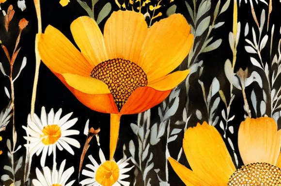 Vibrant Yellow Wildflower Watercolor: A Botanical Masterpiece for Creative Projects