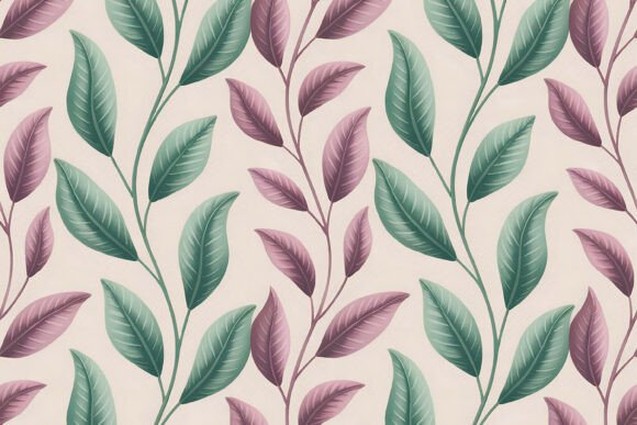 Warm Apricot Botanical Leaf Pattern