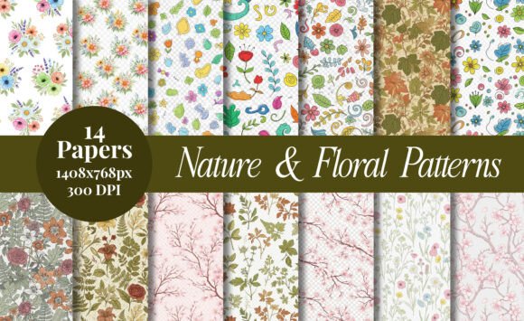 Whimsical Nature Floral Pattern Bundle: A Versatile Design Resource for Creative Projects